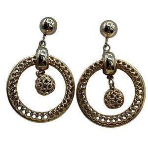 Vintage hoop 3D ornate dangle screw back earrings